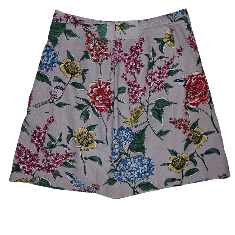 Bodén Floral Print Skirt, Pleated A Line, Birds, Size 14‎